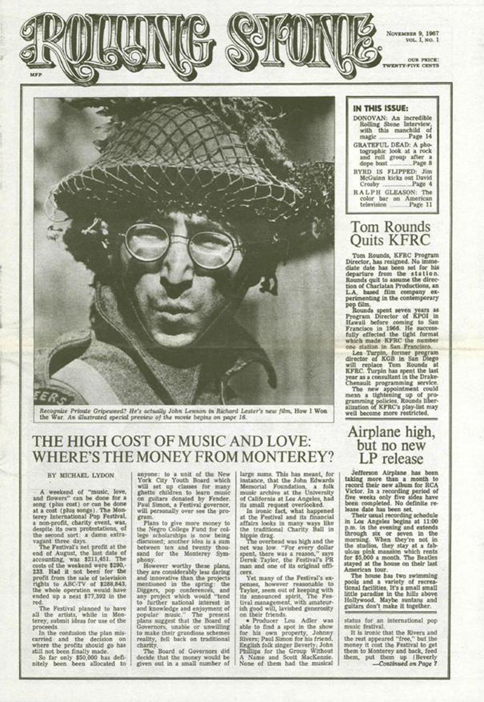 Первый выпуск Rolling Stone (9 ноября 1967г.)