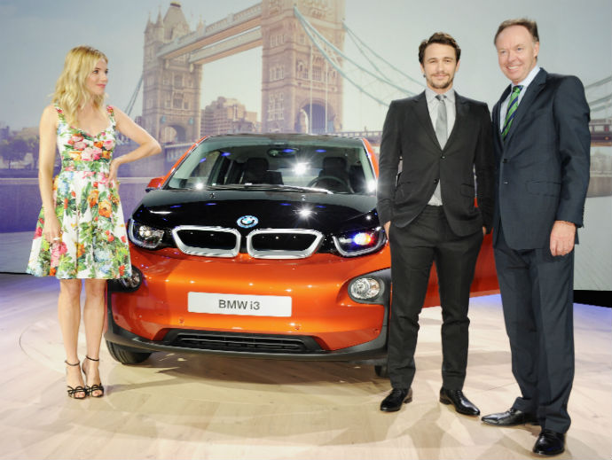  Сиенна Миллер, Джеймс Франко и глава департамента маркетинга и продаж BMW Ян Робертсон