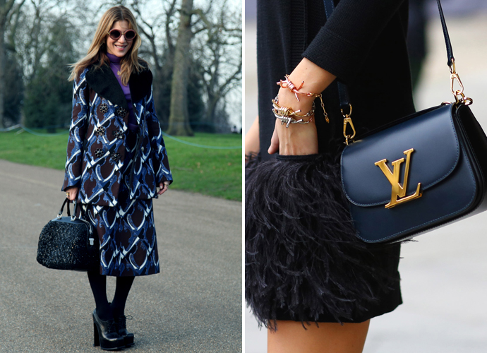 Пальто и сумка Louis Vuitton на streetstyle-фотографиях