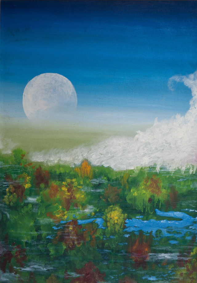  Странное происшествие во время восхода луны. Холст, масло, 50Х70, 1994