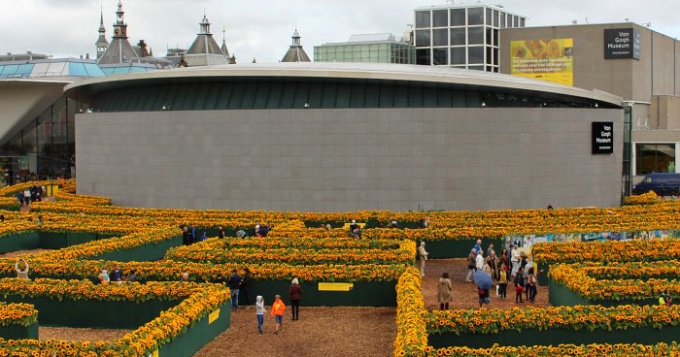 Музей Ван Гога в Амстердаме обзавелся новой постройкой и лабиринтом из подсолнухов
