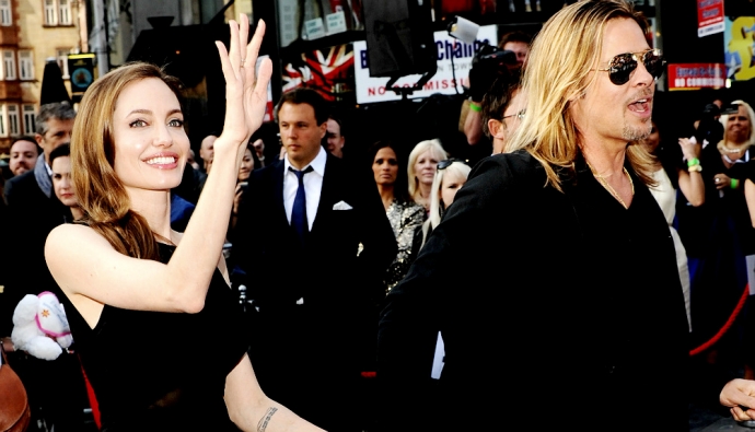 Анджелина Джоли и Брэд Питт на премьере "Война миров Z"