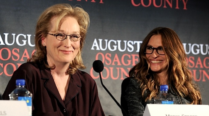 Мэрил Стрип и Джулия Робертс на пресс-конференции фильма "Август"