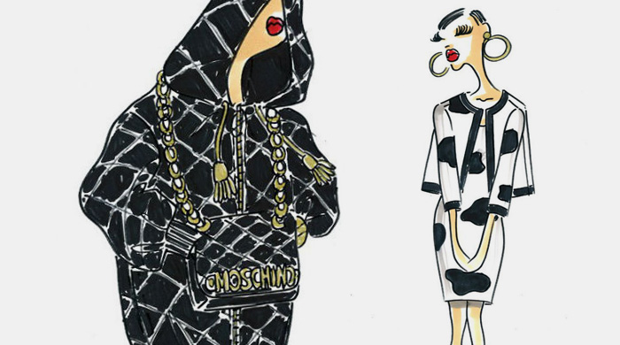Скетчи Джереми Скотта к новой коллекции для Moschino
