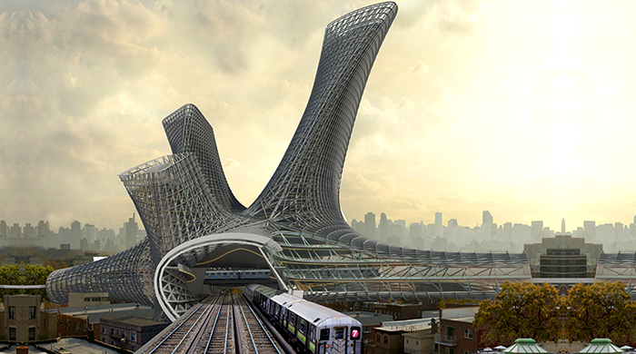 Студия AMLGM предложила строить дома на транспортных узлах Нью-Йорка