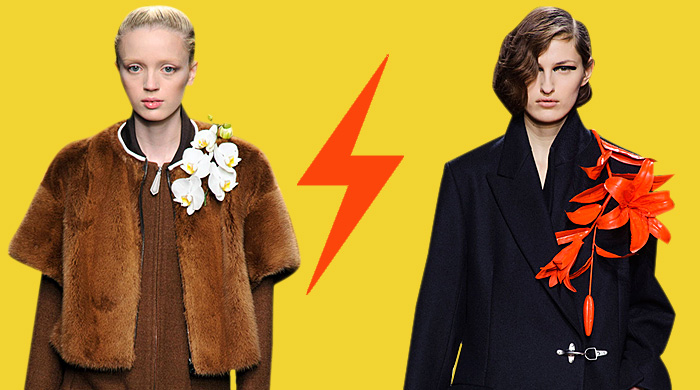 Голосование: броши-цветы на показах Fendi и Dries Van Noten