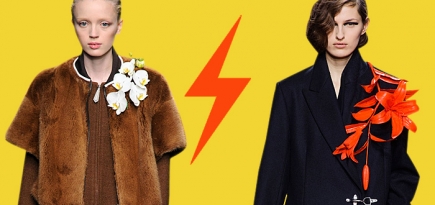 Голосование: броши-цветы на показах Fendi и Dries Van Noten