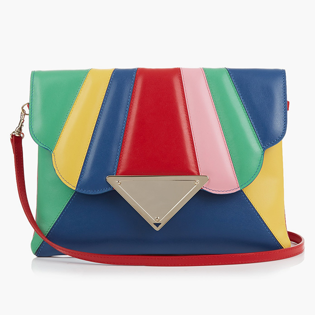 Sarah Battaglia<p><a target=\"_blank\" href=\"http://www.matchesfashion.com/intl/products/Sara-Battaglia-Bess-rainbow-leather-clutch--1046944\">matchesfashion.com</a></p>