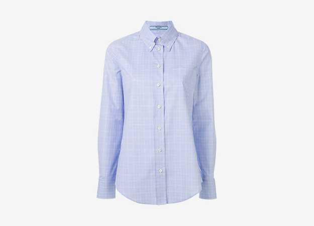 Рубашка, Prada<p><a style=\"\" target=\"_blank\" href=\"https://www.farfetch.com/uk/shopping/women/prada-checked-button-down-shirt-item-12206600.aspx?storeid=9728&amp;size=19&amp;utm_source=Hy3bqNL2jtQ&amp;utm_medium=affiliate&amp;utm_campaign=Linkshareuk&amp;utm_content=10&amp;utm_term=UKNetwork\">Farfetch</a></p>